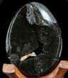 Septarian Dragon Egg Geode - Black Calcite Crystals #33986-1